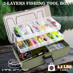 3 Layers Fishing Tackle Box with Tackle Included, 475 Pcs Fishing Lures Kit,I…