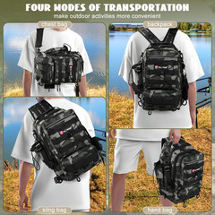 Fishing Backpack w/ Rod Holder, Tackle Storage Bag for Gear & Boxes