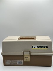 Plano Fishing Tackle Box with Trays and Clasp Tan Beige Vintage Model 4830 NUC