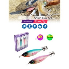 Wood Shrimp Lure 5g UV Glow Round Belly 5pcs Squid Bait for Saltwater Fishing