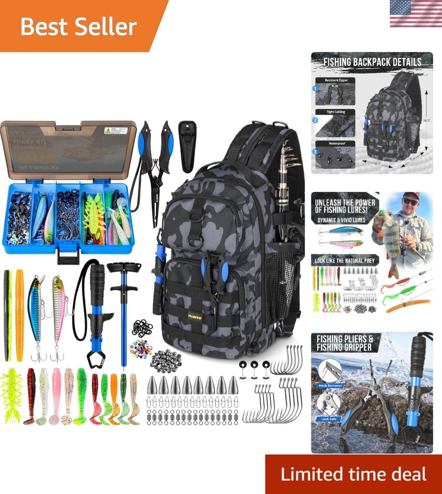 Fishing Backpack with Tackle Boxes, Waterproof Fishing Sling Tackle Bag For F…