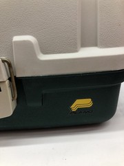 Plano Single Tier Model 6102 Tackle Box with Dividers Green Beige Plugs Extras