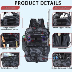 Yolibon Fishing Backpack Tackle Boxesfishing Sling Tackle Bag Rod Holder