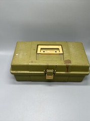 Plano 5410 Green Beige Tackle Box Storage Crafts Tools Vintage With Tray