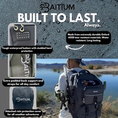 Baitium Fishing Backpack, Tackle Bag With Rod Holders, 40L Capacity