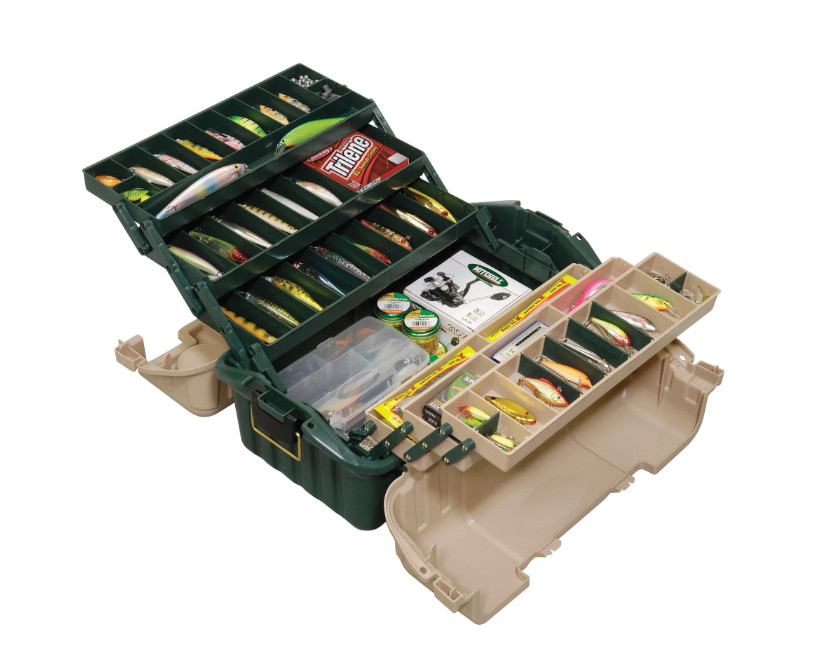 Plano 6-Tray Hip Roof Large Fishing Tackle Storage Box Green Sand Organizer
