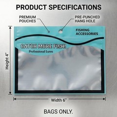 50Pcs Soft Plastic Bait Packaging Bags,Fishing Hook Package Storage Bags, 6″X4″