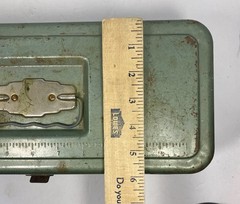 Vintage Old Fishing Tackle Box Metal Green Steel w/ Vintage Fishing Tackle Gear