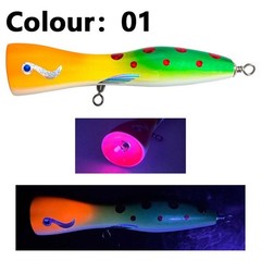 85g Wooden Popper Lure 20cm Deep Concave Lip UV Groove Rattle for Grouper