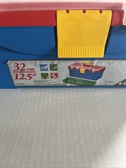 Vintage ZAG LTD Plastic Art Toy Tackle Tool box Blue Red Yellow Green 12.5”