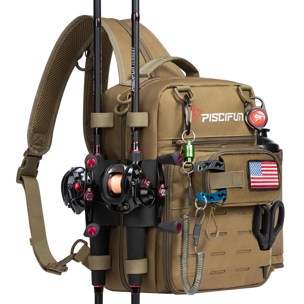 Piscifun Fishing Tackle Backpack, Convertible Sling or Waist Pack, 16-Pocket …