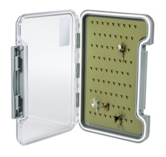 Medium Slim Silicone Water-Resistant Fishing Fly Box w/ FREE Zinger