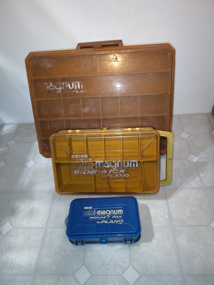 Plano Magnum Mini Magnum Side Kick & Pocket Pak Fishing Tackle Box LOT OF 3 SET