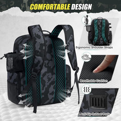 45L Fishing Backpack with Rod Holders & Rain Cover Large 900D