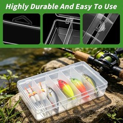 4 Pack 5-Grid Clear Plastic Fishing Tackle Accessory Box Fishing Tackle Storage
