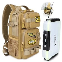 Fishing Sling Tackle Bag with 3600 Tackle Khaki-with 1pcs 3600 Tackle Tray