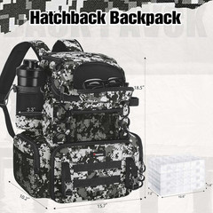 Fishing Tackle Backpack with Rod Holders & 4 Tackle Boxes, 42L Outdoor Fishing B