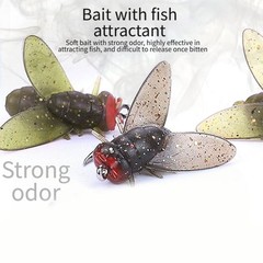 20pcs Realistic Silicone Housefly Fly Fishing Lures with for ultra Hook for Carp