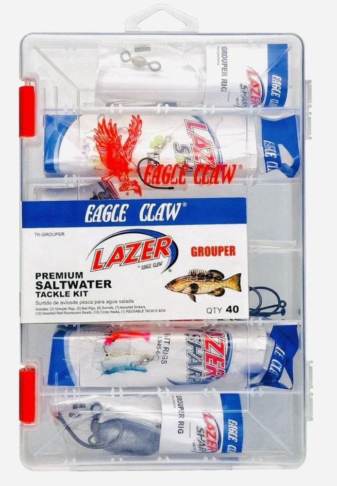 NEW Grouper 40-Piece Fishing Kit – Reusable tackle box by Eagle Claw, FREE SHIP!