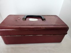 Vintage Liberty Tackle Box ~ All Metal ~ 1 Tray ~ 5 Compartment ~ 14″X7″X5″