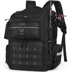Waterproof Large Fishing Backpack 45L with Rod Holders & Tackle Box Storage