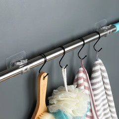 4PCS Curtain Rod Hook Curtain Rod Clamp Retainer No Punch Paste Bracket Telescop