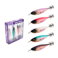 Round Belly 5g Wood Shrimp UV Glow Squid Bait Pack of 5 for Saltwater Angling