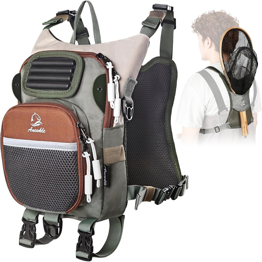 Fly Fishing Chest Pack Waterproof Tackle Bag with Multiple Compartments Small