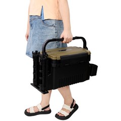 Dual Layer Tackle Box with 2pcs Rod Holder&2pcs Cup Holder, Army Green