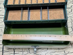 VTG Simonsen Chicago 51 Deep Drawn Air Flo Green Metal Fisherman Tackle Tool Box