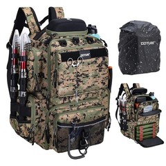 Fishing Backpack, 900D Water-Resistant Tackle Backpack with Rod Holders, Hard…