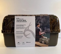 RealTree Tackle Box With Wireless Speakers Brown Camo Fishing Bluetooth Utility