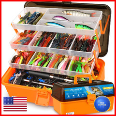 Plusinno Large 4-Layer Tackle Tackle Included 547Pcs Fishing Lures Kit –