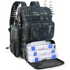 Fishing Tackle Backpack With Rod Holders, 45L Large Tackle Bag & Fishing Tack…