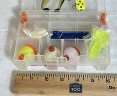 Ready2Fish Stowaway Tackle Box 6″ Lures Bobber Hooks Kit Packable Beginner