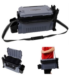 Tackle Box 11L 2 Layer Fishing Tackle Storage Boxes w/ Rod Holder & Cup Holder
