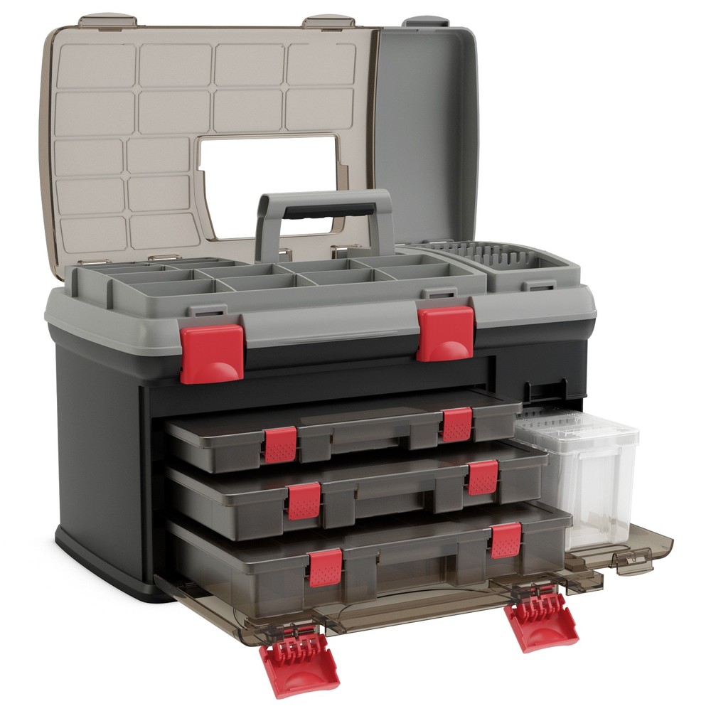 5 Layers Fishing Tackle Box w/ Dividers & Top Storage 3 Removable Utility Boxes