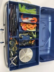 Plano 6102 Tackle Box With Hooks Worms Bait Weights Sinkers Fly Lures Lot