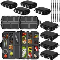 Tasdurian 10 Pack Small Tackle Box Organizer 3.7 x 2.5 x 1.2 inches, Black