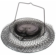 Collapsible Floating Wire Fishing Basket with Trap Doors and Handle for Catch