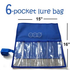 Qty5 Blue Fishing 6-Pocket Lure Jig Bag Rollup Trolling Storage Jig bait bag New