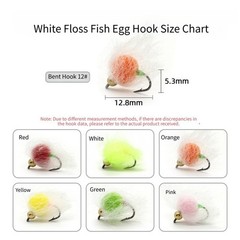 12PCS Egg Fly Lures Mixed Colors for Trout Salmon Bass High Carbon Steel Hooks