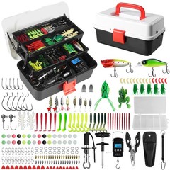 3 Layers Fishing Tackle Box, 213Pcs Fishing Lures Kit with Small Fishing Too…