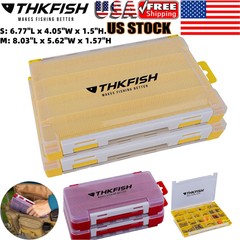 THKFISH Double Sided Fishing Tackle Box Small Yellow Lure Organizer Storage S