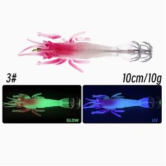 UV Glow Squid Jig Lifelike for OCTOPUS Bait Glow-in-the-dark Flexible Tentacles