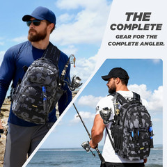 Fishing Backpack with Fishing Rod and Reel Combos Tackle Boxes, Waterproof Tackl