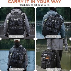 Fishing Backpack with Tackle Boxes and Lures Kit 25L Camouflage Waterproof Gear