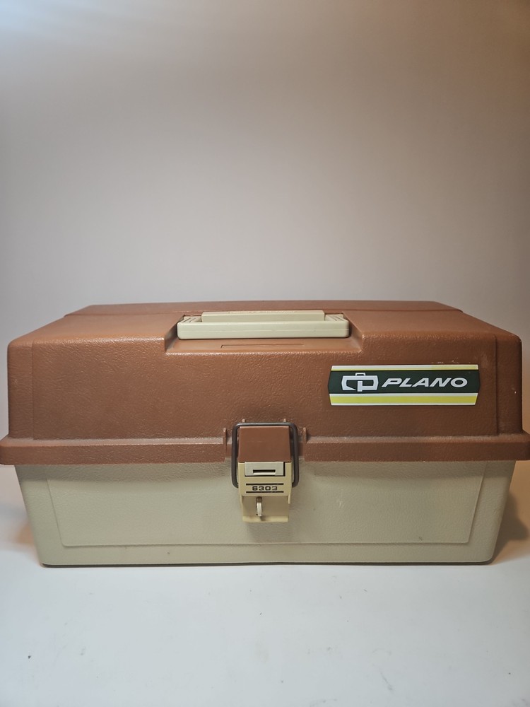 Vintage Plano 3 Tray Fishing Tackle Box 6303 Brown and Tan