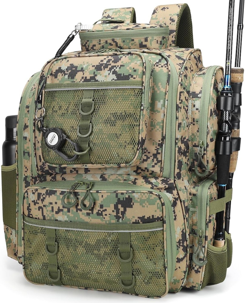 Fishing Backpack,Fishing Bag W/ Rod Holders. Large Ttackle Backpack Strong