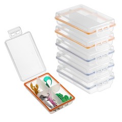 JUXYES Plastic Small Fishing Tackle Box Organizer with 4 6 Pack, transparent